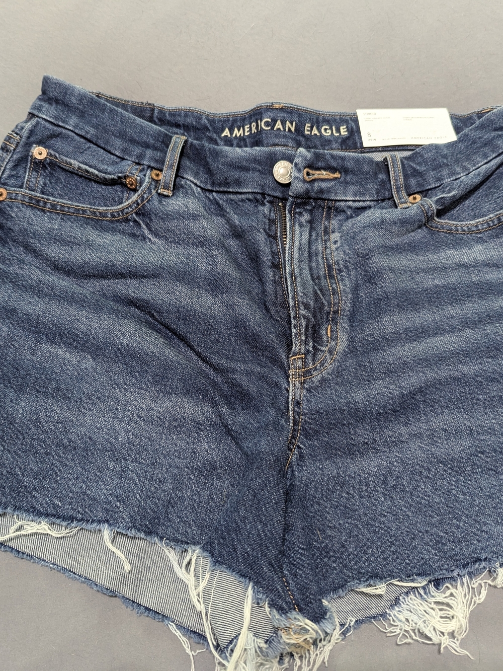 American Eagle Outfitters Dark Blue Frayed Denim Shorts